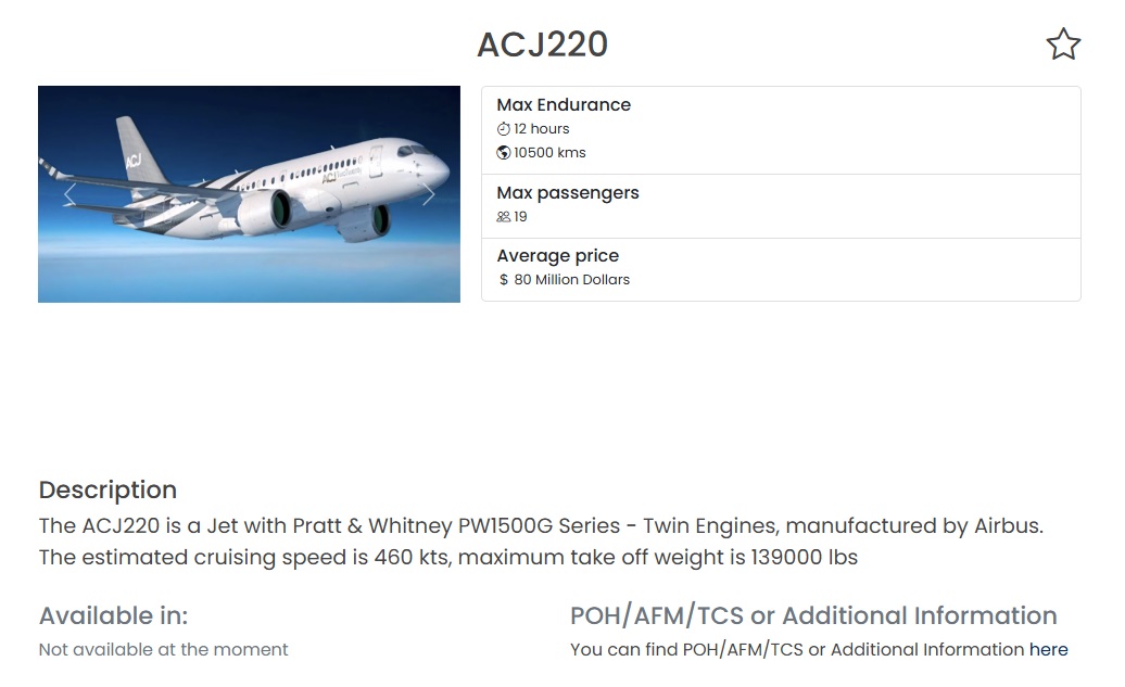 Aircrafts Search engine with Jetvisors